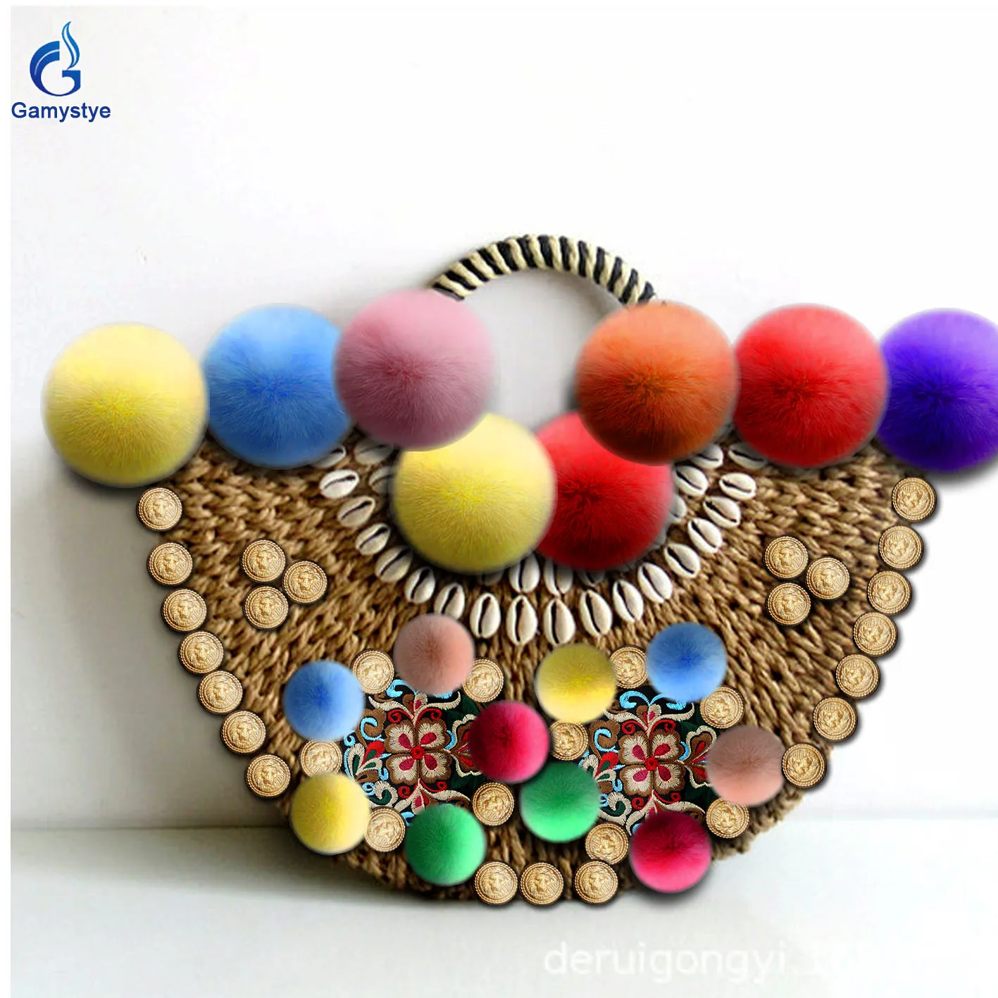 New Colorful Embroidered bolso Hand-Woven Women Bags Designer Crossbody Handbags Female Messenger Totes Real Rattan Hairballs