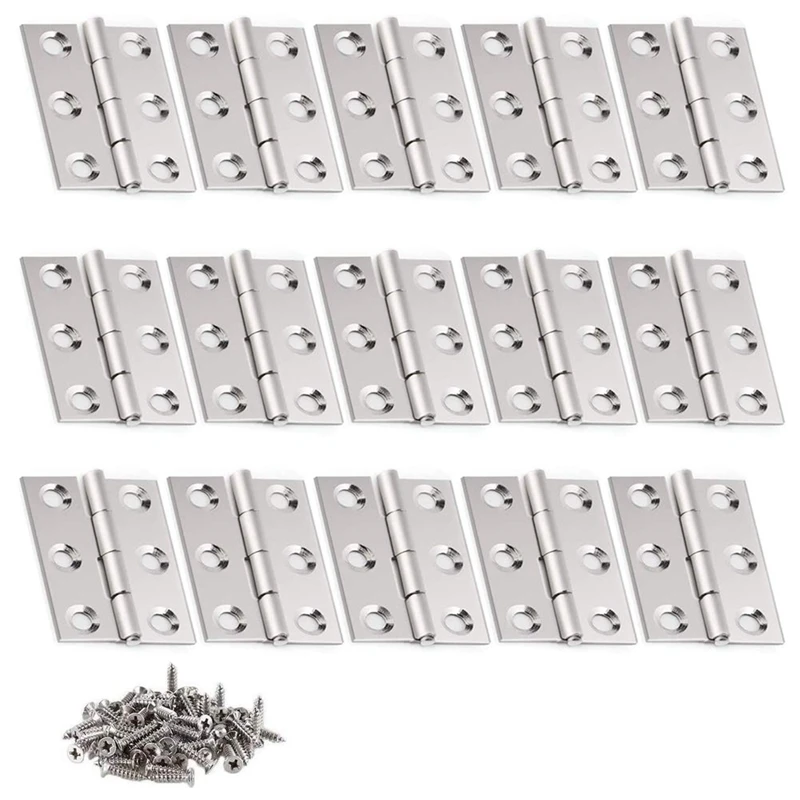 

20Pcs 44Mm Folding Door Hinges Stainless Steel Ball Bearing Hinges Internal Door Hinges With Screws,For Home Door Repair