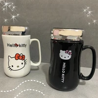 kawaii hello kitty cartoon children water glass girl heart student ceramic mug with lid office mug girls birthday gift