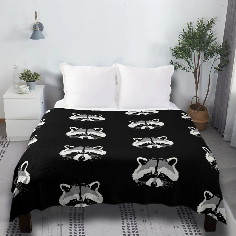 

Raccoon Face Plush Boho Valentine Day Gifts Couch Fleece Throw Blanket