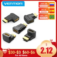 HDMI-адаптер Vention, угловой, 90/270 градусов, 4K HDMI-удлинитель, штекер-гнездо, для HDTV, PS4