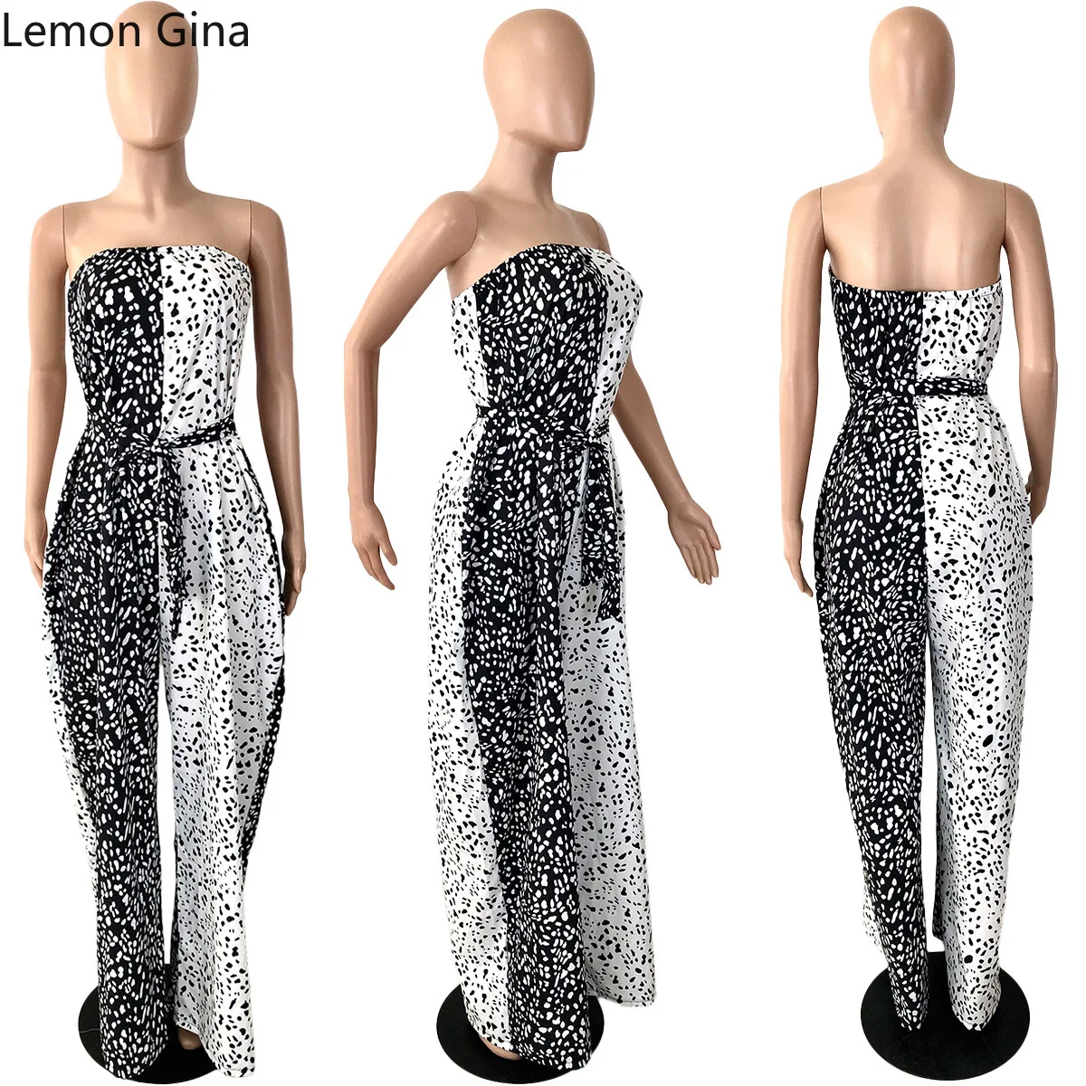 Женский комбинезон без бретелек с высокой талией |