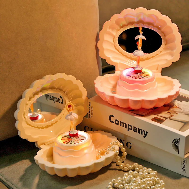 

Romantic Colorful Flash Shell Music Box Rotating Dancing Girl Dream Music Box Gift Decoration Craft Ornament Automatic Music Box