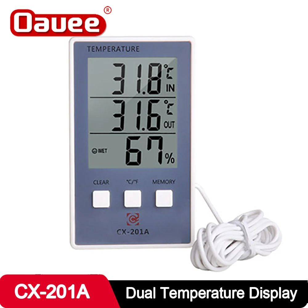 

Digital Thermometer Hygrometer Indoor Outdoor Temperature Humidity Meter CX-201A LCD Display Sensor Probe Weather Station