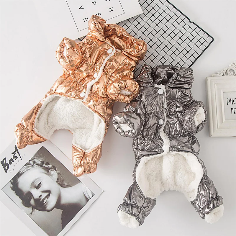 

Gold and Silver Pet Down Coat Winter Plus Down To Keep Warm Four-legged Dog Clothes Small Dog Teddy Pomeranian Pet Coat