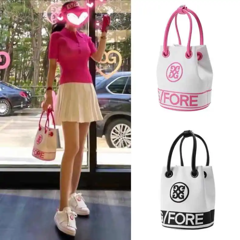 Korean Brand New  Women's Golf Bag Stitching Color Fashion Hand Bag Golf Shoulder Messenger Bag Bucket Bag