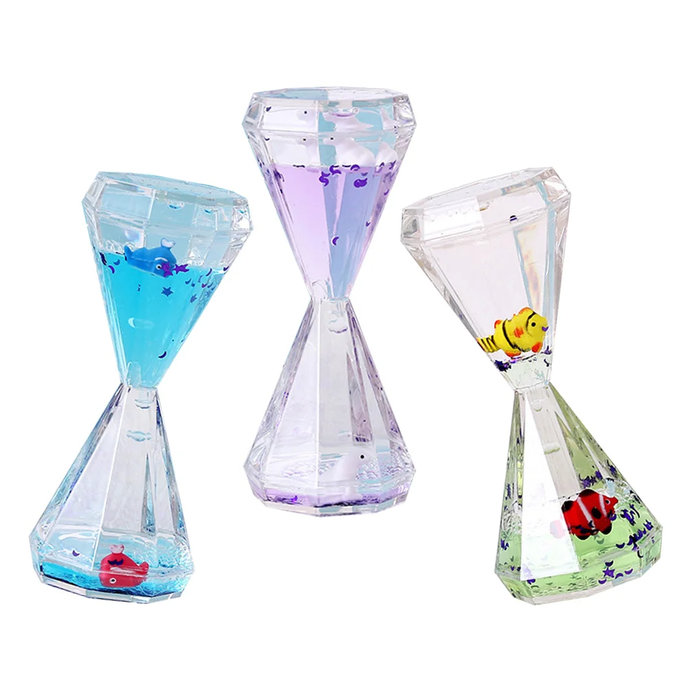 

3Pcs Oil Droplet Hourglass Decorative Liquid Timer Anxiety Relief Plaything (Random Style)