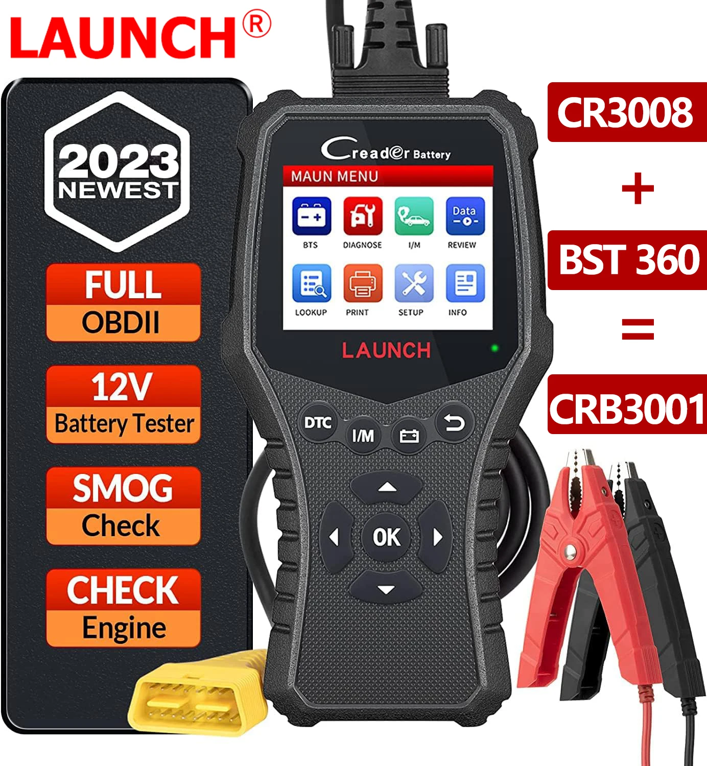 Тестер заряда аккумуляторов LAUNCH CRB3001, 2 в 1, 100-2000 CCA