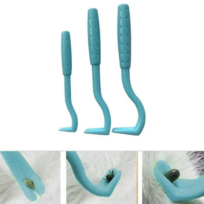 

3PCS Pet Fleas Remover Tool Plastic Scratching Hook Remover Pet Cat Dog Grooming Supplies Ticks Removal Tools Tweezers Comb