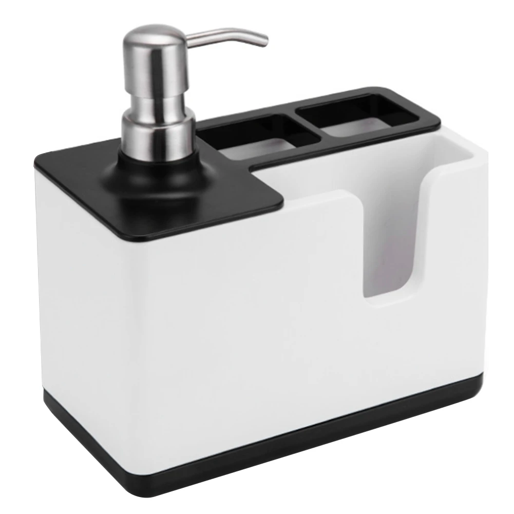 

Кухонная полка для хранения 3 в 1, дозатор для мыла, вешалка для полотенец, Многофункциональный черный органайзер, инструмент