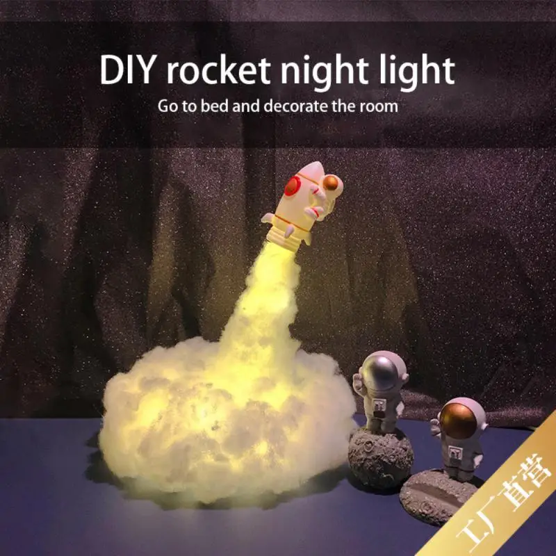 

2021New 3D Print Space Shuttle Lamp LED Rocket Lamp Night Light Moon Lamp Materials With USB Rechargeable For Rocket Lovers Home