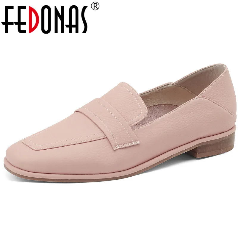 

FEDONAS 2022 Spring Summer Women Pumps Basic Quality Genuine Leather Dress Office Ladies Casual Low Heels Loafers Shoes Woman