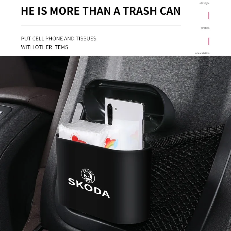 Фото Наклейка на автомобиль для Skoda: подвесной контейнер для мусора из ABS-пластика, декор для Skoda Octavia A5, Superb, Old Febia, Roomster 2013, 2005-2008, Rapi №4