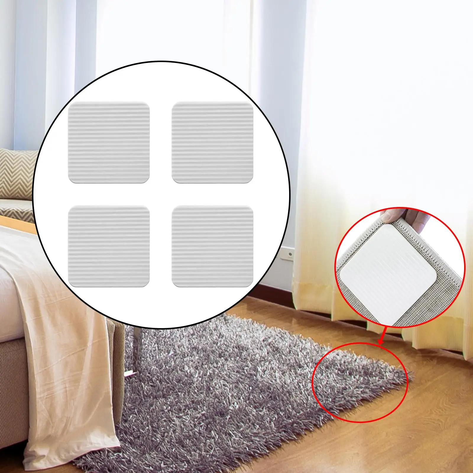 

4Pcs Carpet Tape Double Sided Anti Slip 10x10cm for Bathroom Hardwood Floor