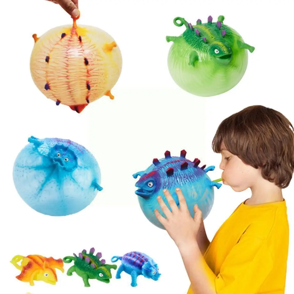 

Blowing Dinosaurs Toy Inflatable Dinosaur Wave Ball Inflatable Animal Squeeze Toys Dinosaur Bobball For Children G A7n6