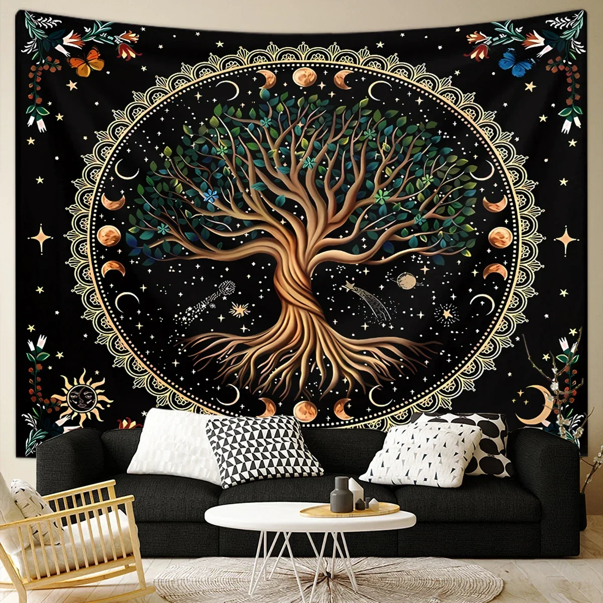 

1 шт., ежедневная фотография, гобелен с фазой Луны, богемный звездный стиль ветра, гобелен с планетами фантазийной Вселенной