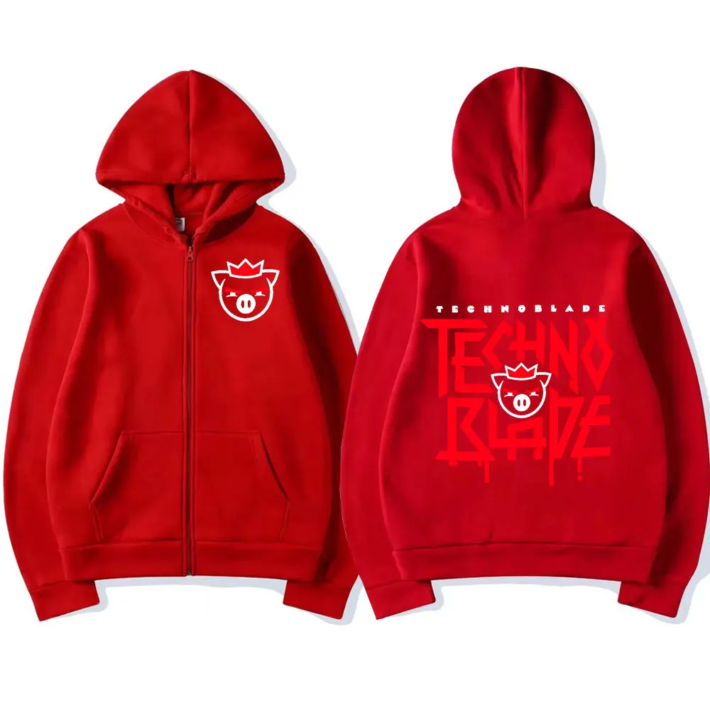 Толстовки Technoblade Merch с принтом на молнии свитшоты в стиле Харадзюку для мужчин и