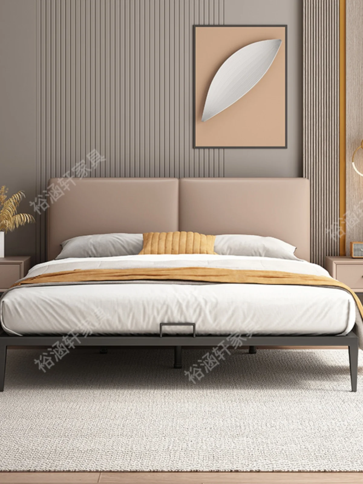 

Минималистичная кожаная кровать в скандинавском стиле, 1,8 м, Основная спальня, двойная кровать, современная, простая, роскошная, 1,5 м, домашняя обивка