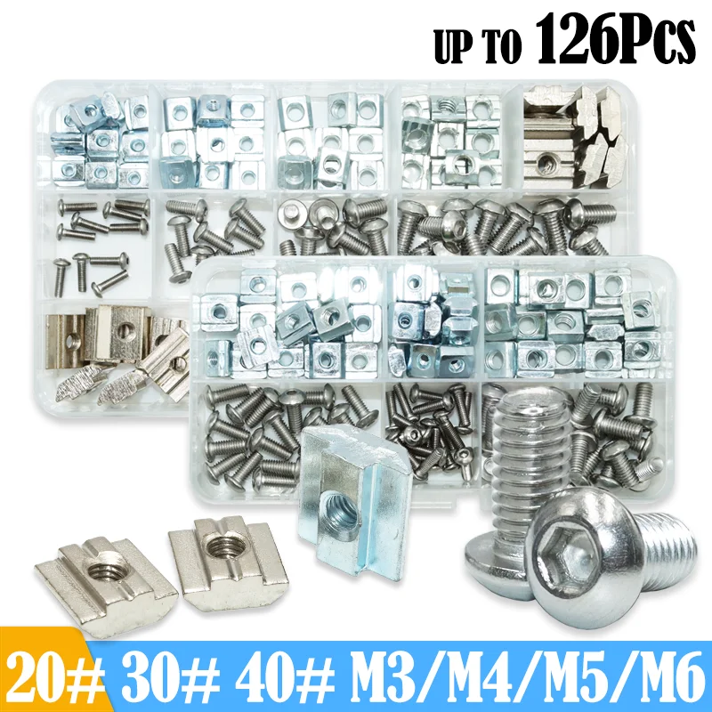 Винт с шестигранной головкой из нержавеющей стали 304 и гайка Т-образным пазом M4-M6