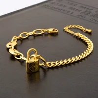 xiyanike new style womens bracelets stainless steel lock shape chain bracelet for women fashion trendy woman jewelry