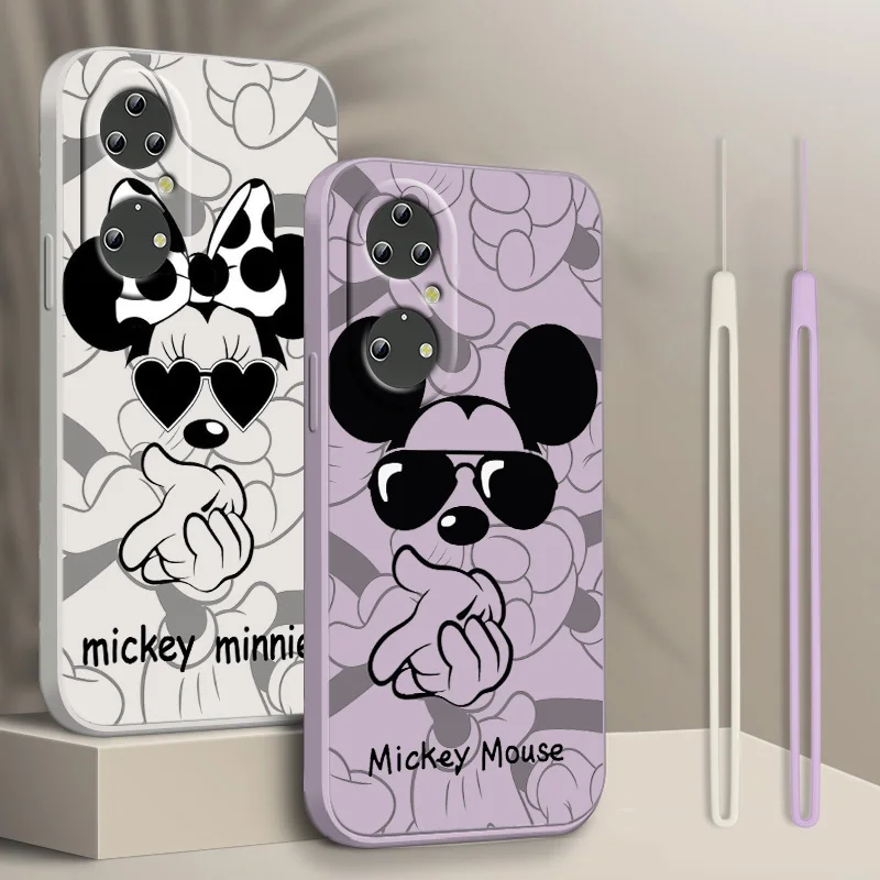

Cute Disney Mickey Mouse For Huawei Y90 Y61 P50 P40 P30 P20 10 P Smart Z Pro Lite Plus 2021 Liquid Rope Phone Case