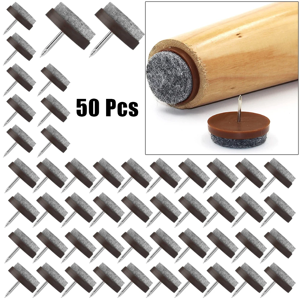 

50pcs Furniture Leg Bottom Felt Pads 20mm Slides Pads For Floors Non-Slip Chair Glides Leg Wood Floor Protector Nails