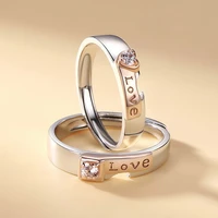 hot sale new luxury fashion rose gold love inlaid zircon love than gold couple ring wholesale