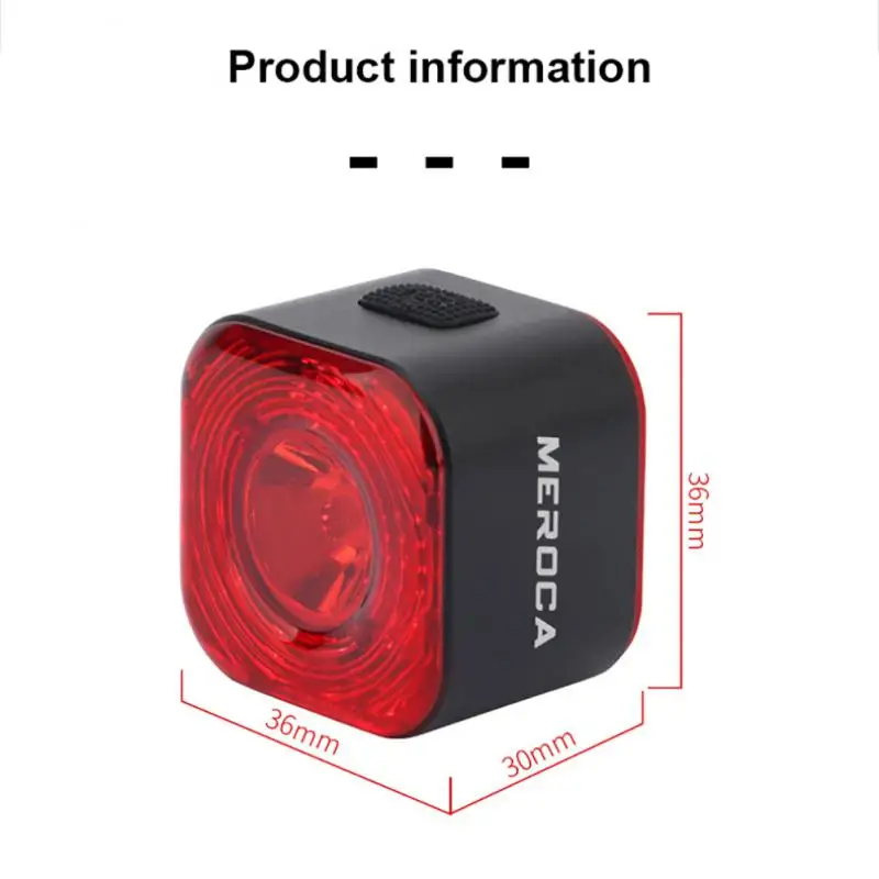 Smart Bike Taillight Auto Brake Sensing Bicycle Lights Square USB Rechargeable Lamp MTB Road Bike Flashlight Bicycle Accessories