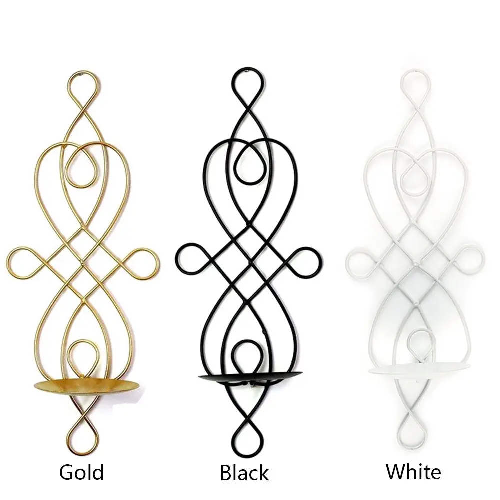 S Wrought Iron Metal Candle Holder Candlestick Tea Light Wall Mounted Retro Home Decoration