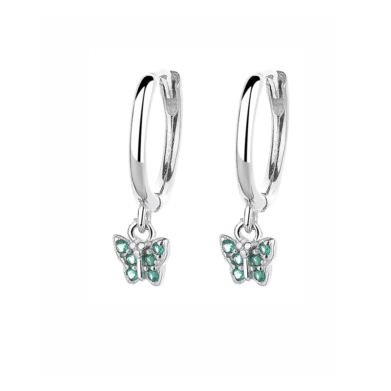 Женские серьги-Обручи из серебра 925 пробы с цирконом