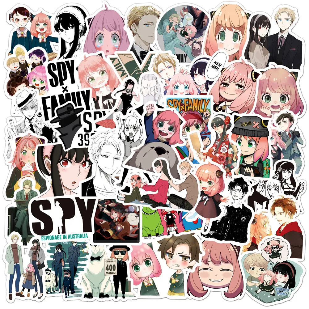 

10/50/100pcs Spy X Family Anime Cartoon Stickers Guitar Skateboard Laptop Phone Luggage Waterproof Decal Sticker Kid Toy Classic
