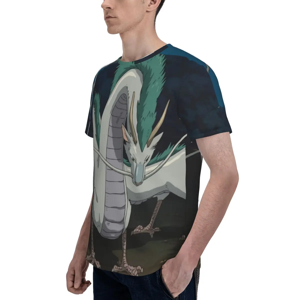 Футболка с рисунком дракона надписью Haku |