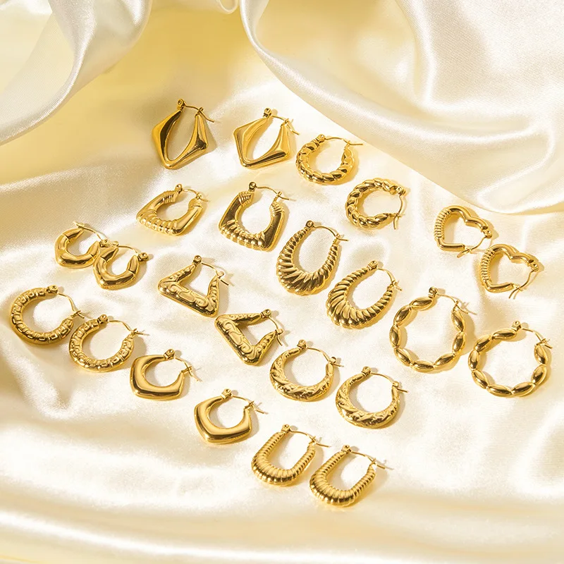 

Fashion senior sense 18K gold stainless steel temperament circle women's all-match titanium steel earrings