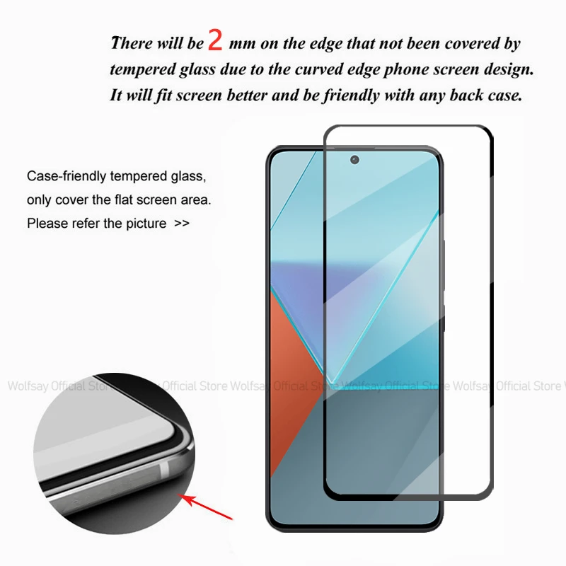 Полностью клеевое стекло для Xiaomi Poco X6 5G Защитное экрана Pro закаленное телефона