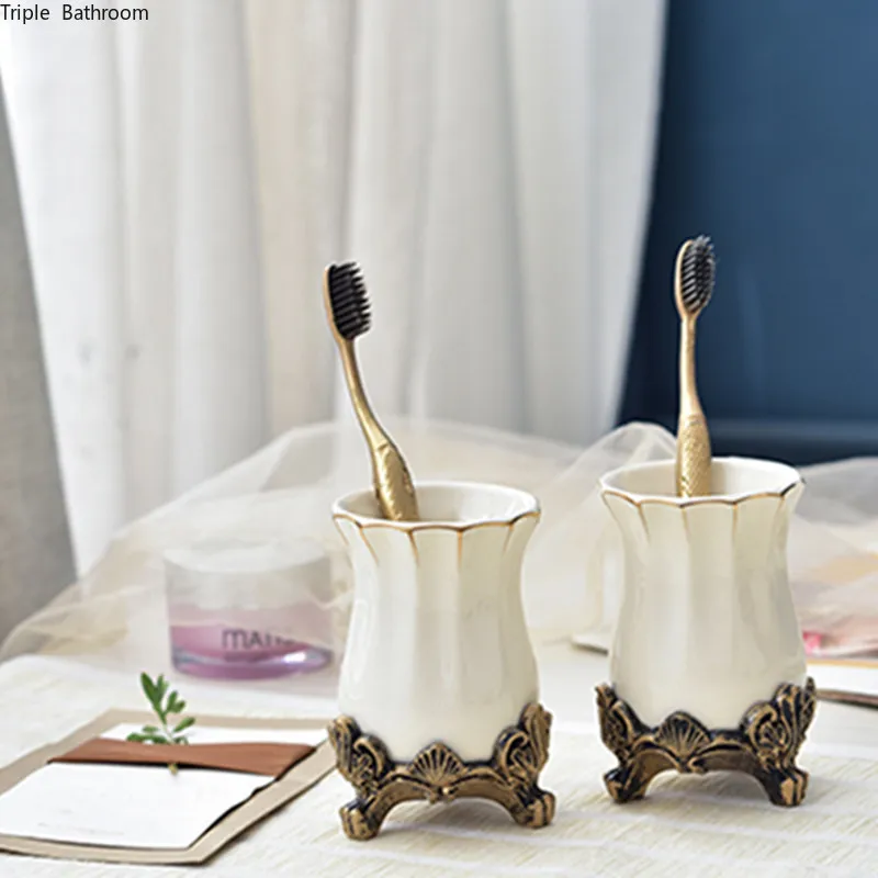 

1 pc Ceramics White Lotion Bottle European Style Gargle Cup Soap Holder Toothbrush Holder Home Bathroom Accessories Supplies