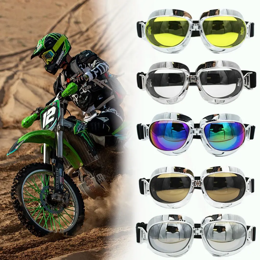 

Outdoor Vintage Eyewear Sunglasses Ski Goggle Protective Gears Motorcycle Goggles Windproof Lenses Pilot Helmet Glasses