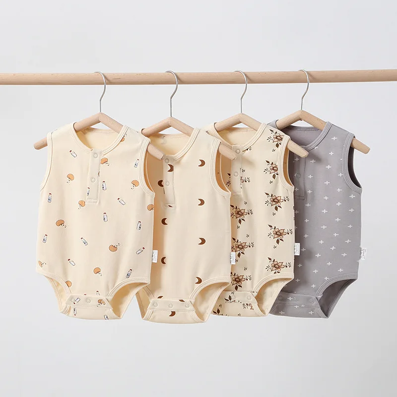 

Girls Boys Bodysuits Newborn Clothes Summer Cotton Print O-Neck Infant Sleeveless Romper Comfortable Baby One-Pieces Clothing