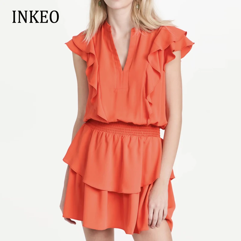 

Женское летнее пляжное платье с рукавом-бабочкой и V-образным вырезом