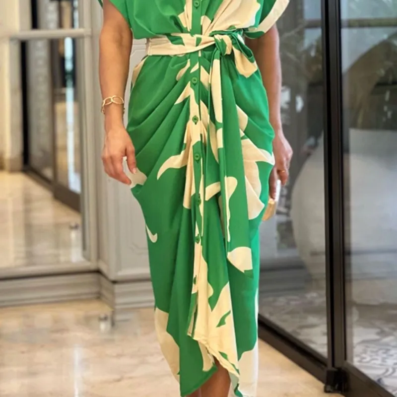 

2023 Summer V-neck Slim Fit New Shirt Dress