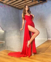 off shoulder red graduation dress 2022 long a line sweep train sweetheart simple elegant gown formal party dresses for wedding