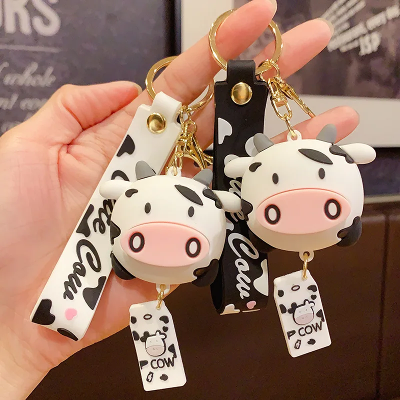

New cow keychain pendant cute cartoon keychain cow doll schoolbag pendant