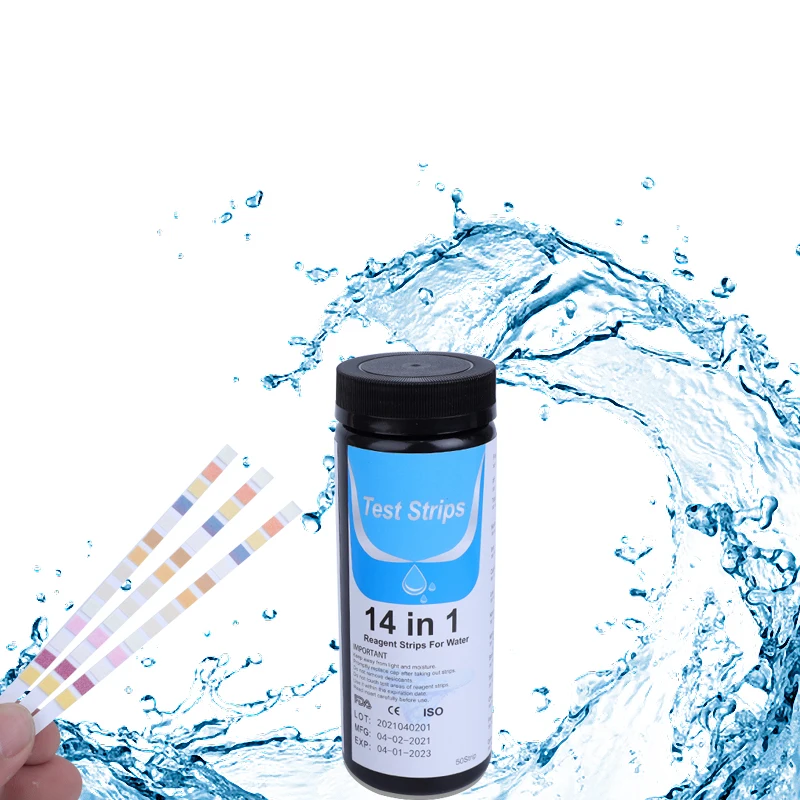 

50 Strips 14 in 1 Test Strips Swimming Pool Spa Reagent Strips for Water pH Chlorine Alkalinity Bromine Hardness Tools 40%off