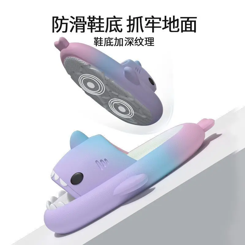 Children's Cartoon Shark Lovely Beach Slippers for Girls Rainbow 2023 Summer New Breathable Non Slip Princess Sandals Non-slip