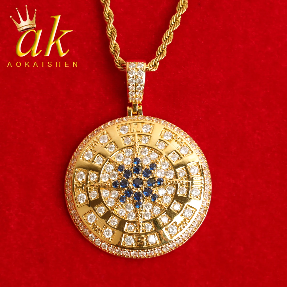 

Aokaishen бриллиантовые мужские подвески, ювелирные изделия из настоящего золота в стиле хип-хоп