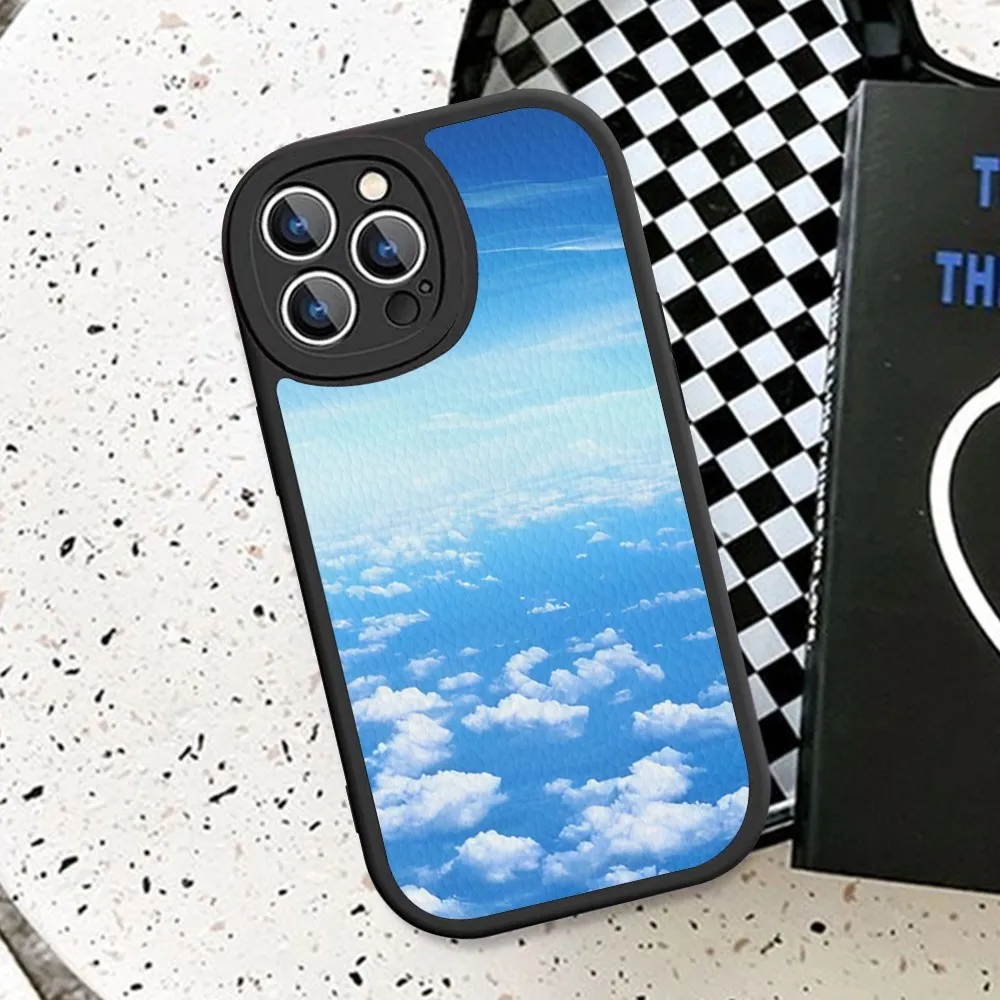 Sky Clouds Phone Case Hard Leather For iPhone 14 13 12 Mini 11 14 Pro Max Xs X Xr 7 8 Plus Fundas
