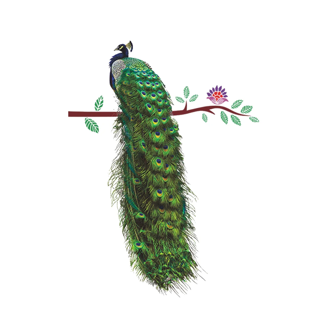 

On Branch Feathers Wall Stickers 3D Vivid Wall Decal Art Poster Animals Home Decor