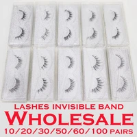 new wholesale mink eyelashes 102050100 pairs lashes invisible band mink lashes reusable false eyelashes makeup in bulk