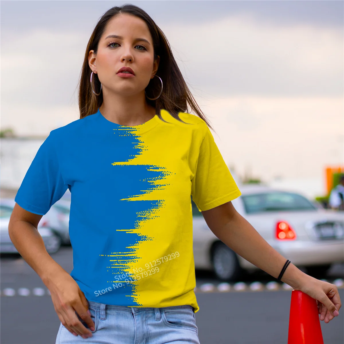 

Women's T-shirt with Ukrainian Flag, Harajuku Short-sleeved T-shirt, Women's T-shirt, Beautiful 2022 Summer Street T-shirt