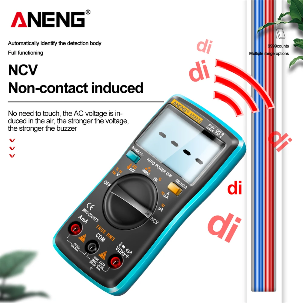 ANENG Smart Multimeter AN8009 9999 Counts Meter DC/AC Voltage Current Car Hz Capacitance NCV Ohm Test Electrical Multimeter Tool images - 6