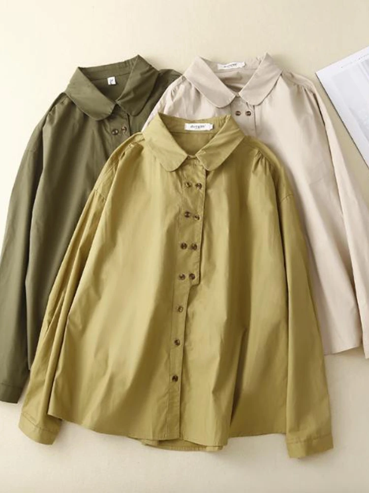 

Women's Elegant Blouses Cotton Linen Button Women Shirts Beautiful Casual Solid Turn-down Collar Blouses for Women Fashion 2023